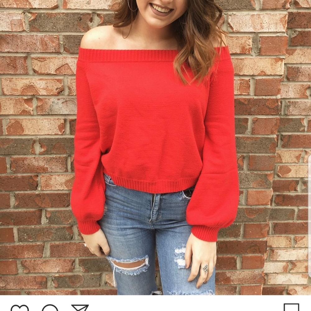 Red crop top sweater